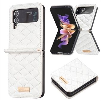 BINFEN KLEUR voor Samsung Galaxy Z Flip3 5G Bedrukt Rhombus Patroon Telefoon Cover PU Lederen Anti-Drop Beschermhoes