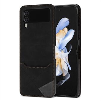 Voor Samsung Galaxy Z Flip3 5G Fall Proof Telefoon Case Card Slot Ontwerp Kleur Splicing Imprinting Lijnen PU leer Gecoat PC Cover