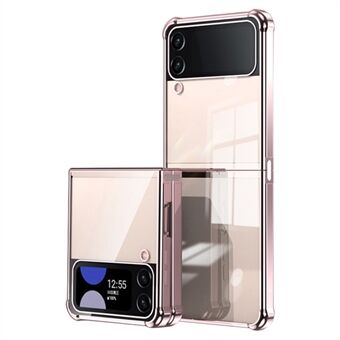 Voor Samsung Galaxy Z Flip3 5G Thicken Four Corner Drop-proof Cover Electroplating TPU Clear Phone Case