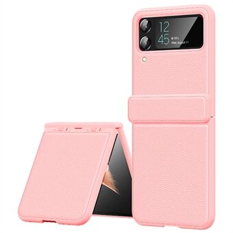 Voor Samsung Galaxy Z Flip3 5G Scharnierbescherming Telefoonhoes Litchi Textuur Rundleer + PC Cover