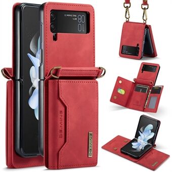 DG.MING M2-serie voor Samsung Galaxy Z Flip3 5G Afneembare 2-in-1 Wallet telefoonhoesje van leer+PC met magnetische standaard