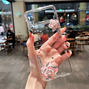 Voor Samsung Galaxy Z Flip3 5G Hoesje PC Telefoon Achterkant Cover Camelia Strass Ontwerp