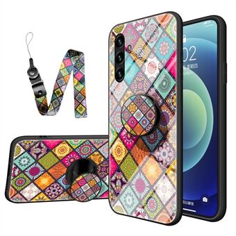 Ingebouwde metalen plaat Anti-drop Antislip TPU + PC + Glas Hybride telefoonhoes Kickstand Cover met draagkoord voor Samsung Galaxy A13 5G