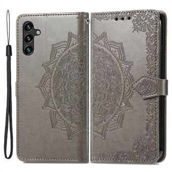 Reliëf Mandala bloem schokbestendig PU lederen portemonnee Flip Stand Cover met riem voor Samsung Galaxy A13 5G / A04s 4G (164,7 x 76,7 x 9,1 mm)