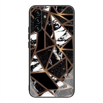 Marmer patroon gehard glas achterkant + zachte TPU Scratch beschermhoes voor Samsung Galaxy A13 5G