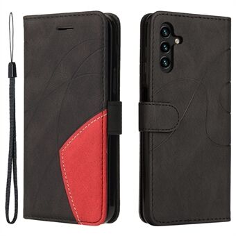 KT Leather Series-1 Dual-color Splicing PU Leather + TPU Stand Portemonnee Telefoonhoesje met Handriem voor Samsung Galaxy A13 5G / A04s 4G (164,7 x 76,7 x 9,1 mm)