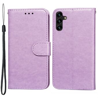 Dubbelzijdige magnetische sluiting Effen kleur PU lederen portemonnee Stand Flip Cover Telefoonhoes met polsband voor Samsung Galaxy A13 5G / A04s 4G (164,7 x 76,7 x 9,1 mm)