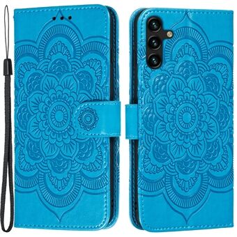 Mandala Flower Imprinted Wallet Case Stand PU Leather Folio Flip Beschermhoes met riem voor Samsung Galaxy A13 5G / A04s 4G (164,7 x 76,7 x 9,1 mm)