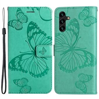 KT Imprinting Flower Series-2 bedrukt vlinderpatroon PU-leren hoesje Magnetische Stand Portemonneestandaard Flip Cover met riem voor Samsung Galaxy A13 5G / A04s 4G (164,7 x 76,7 x 9,1 mm)