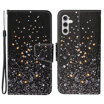 Valbestendig Patroon Afdrukken Kruis Textuur Lederen Portemonnee Hoesje Stand Magnetische Flip Cover met Riem voor Samsung Galaxy A13 5G / A04s 4G (164,7 x 76,7 x 9,1 mm)