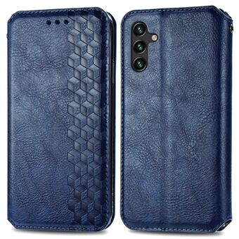 Imprinting Rhombus Magnet Auto-absorbed Leather Stand Cover Wallet Case voor Samsung Galaxy A13 5G / A04s 4G (164,7 x 76,7 x 9,1 mm) - Blauw