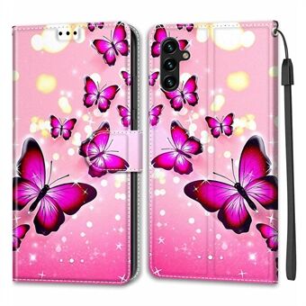 Polsband Magnetische Sluiting PU Leren Flip Hoesje met Patroon Printing Stand Kaarthouder Cover voor Samsung Galaxy A13 5G.