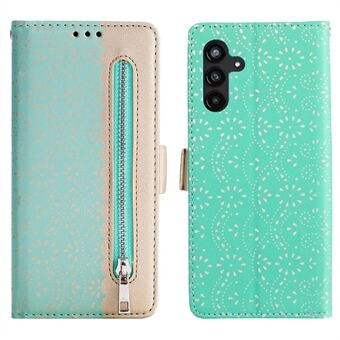 Drop-proof Stijlvolle Lace Leather Case Rits Portemonnee Stand Functie Telefoon Cover met Bowknot Strap voor Samsung Galaxy A13 5G / A04s 4G (164,7 x 76,7 x 9,1 mm)