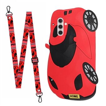 Voor Samsung Galaxy A13 5G Buitenste Cartoon Siliconen Laag Anti- Scratch Binnenste TPU Telefoon Case Cover met Schouder Lanyard