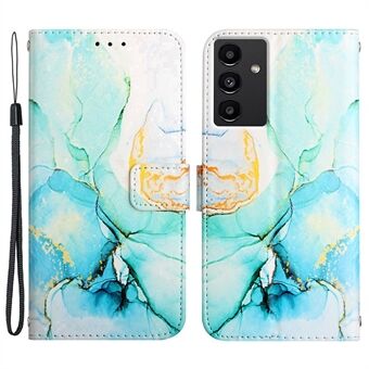 YB Pattern Printing Series-5 voor Samsung Galaxy A13 5G / A04s 4G (164,7 x 76,7 x 9,1 mm) Gedrukt Marmerpatroon PU-leer Folio Flip Stand Case Portemonneestijl Magnetische sluiting Schokbestendige hoes met riem