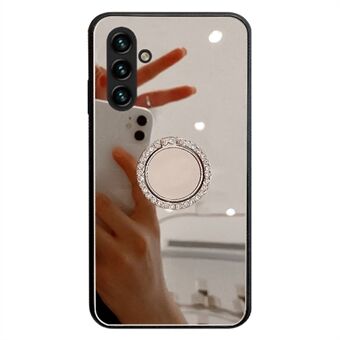 Voor Samsung Galaxy A13 5G Schokbestendig Anti- Scratch Spiegel Design Cover TPU + PC Hybride telefoonhoes met metalen Ring