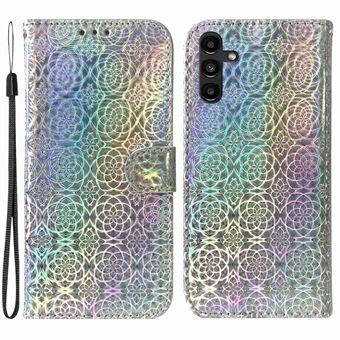 Voor Samsung Galaxy A13 5G / A04s 4G (164,7 x 76,7 x 9,1 mm) Stand Wallet PU Leather Case Dazzling Flower Pattern Folio Flip Phone Cover