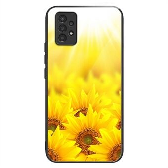 Voor Samsung Galaxy A13 4G / 5G Zonnebloem Patroon Afdrukken Telefoonhoes Anti-drop Gehard Glas TPU Cover