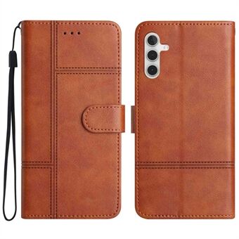 Voor Samsung Galaxy A13 5G Anti-vingerafdruk Telefoon Stand Case Koeienhuid Textuur Zakelijke Stijl PU Leer Naaien Lijn decor Portemonnee