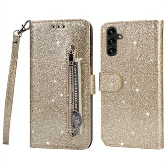 Voor Samsung Galaxy A13 5G Schokbestendig Ritsvak Glitterpailletten Telefoon Cover PU Lederen Portemonnee Stand Anti- Scratch Smartphone Case