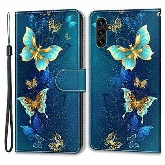 Voor Samsung Galaxy A13 5G Patroonbedrukking PU Leather Case Kaarthouder Stand Cover met riem