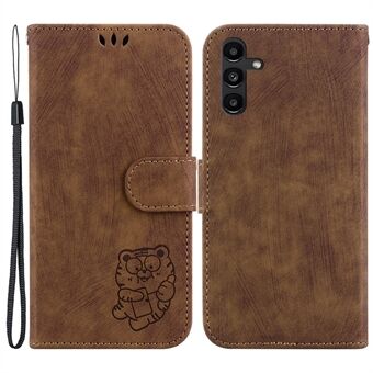 Voor Samsung Galaxy A13 5G Leuke tijger bedrukt PU lederen cover portemonnee Stand telefoonhoesje