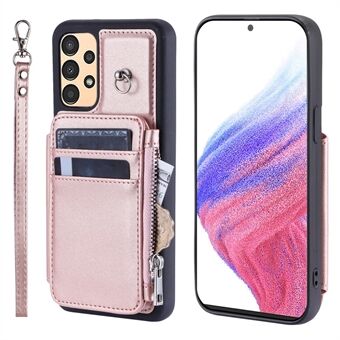 009 Krasbestendig telefoonhoesje voor Samsung Galaxy A13 4G / 5G, RFID-blokkerende PU+TPU-hoes met kickstand, ritsportemonnee met band