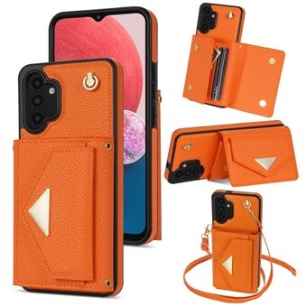 Voor Samsung Galaxy A13 4G / 5G Hoesje Anti-val PU Leer+TPU Kaarthouder Cover met Schouderband