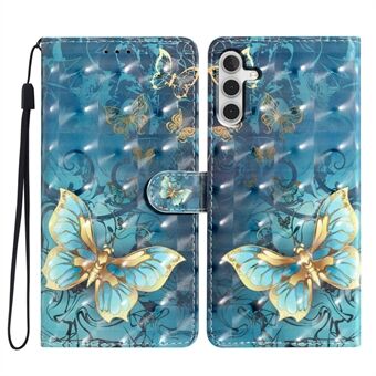 Voor Samsung Galaxy A13 5G Hoesje PU Leder 3D Patroon Print Stand Cover met Strap