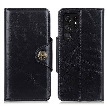KHAZNEH PU lederen portemonnee Stand folio magnetische beschermhoes voor Samsung Galaxy S22 Ultra 5G