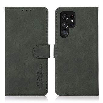 KHAZNEH magnetische sluiting schokbestendig PU lederen portemonnee cover Stand ontwerp telefoonhoesje voor Samsung Galaxy S22 Ultra 5G - groen