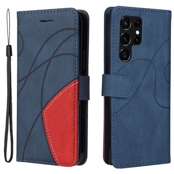 KT Leather Series-1 Goed beschermde telefoonhoes Tweekleurige gesplitste handige riem PU lederen portemonnee-hoesje met Stand voor Samsung Galaxy S22 Ultra 5G