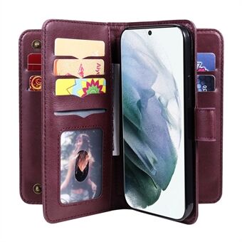 KT multifunctionele serie-1 10 kaartsleuven ontwerp opvouwbare Stand lederen telefoonhoes portemonnee shell voor Samsung Galaxy S22 Ultra 5G