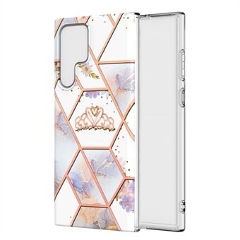 IML IMD Galvaniseren Soft Touch Marmeren Patroon TPU Schokbestendig Telefoonhoesje voor Samsung Galaxy S22 Ultra 5G