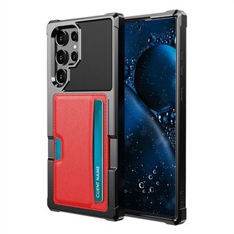 ZM02 Ingebouwde magnetische metalen plaat Schokbestendige kaarthouder PU-leer + TPU Hybride hoesje Telefoonhoes voor Samsung Galaxy S22 Ultra 5G