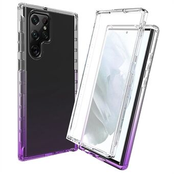 Gradiënt telefoonhoesje voor Samsung Galaxy S22 Ultra 5G Volledige bescherming Schokbestendige hoes 3-in-1 PC + TPU Hybride Scratch telefoonhoesje met PET-schermbeschermer