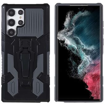 MechWarrior Project voor Samsung Galaxy S22 Ultra 5G Hybride harde pc Zachte TPU Airbag Anti-drop mobiele telefoonhoes met achterclip Kickstand