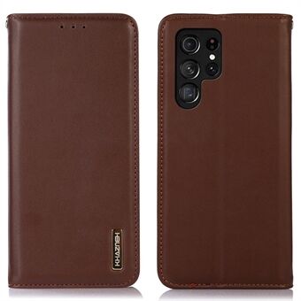 KHAZNEH beschermhoes voor Samsung Galaxy S22 Ultra 5G portemonnee telefoonhoes echt koeienhuid lederen hoes anti- Scratch magnetische Stand standaard shell