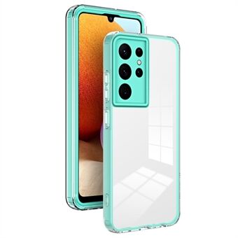 Voor Samsung Galaxy S22 Ultra 5G Valbestendig TPU-telefoonhoesje met kleurrijk frame Scratch mobiele telefoonhoes met cameralensbescherming