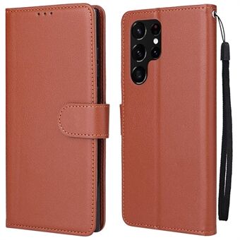 Anti-val Stand voor Samsung Galaxy S22 Ultra 5G, Folio Flip PU lederen portemonnee mobiele telefoonhoes met draagkoord