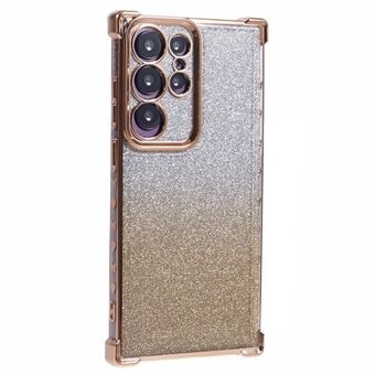 Voor Samsung Galaxy S22 Ultra 5G hoesje TPU Glitter Gradiënt telefoonhoesje met Liefdes Hart Patroon Frame.