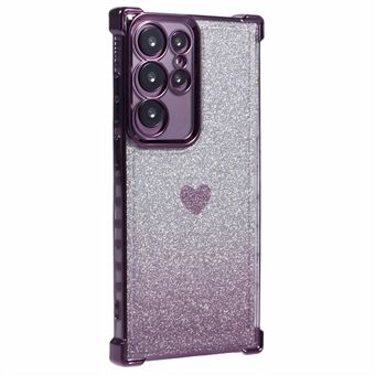 Voor Samsung Galaxy S22 Ultra 5G hoesje met hartjespatroon TPU glitterpoeder mobiele telefoonhoesje.