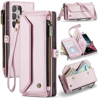 CASEME C36-serie voor Samsung Galaxy S22 Ultra 5G hoesje Leren telefoontas met ritsvak