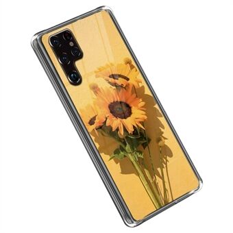 Voor Samsung Galaxy S22 Ultra 5G telefoonhoesje Anti- Scratch schokbestendig hoesje Zonnebloempatroon Afdrukken Zachte TPU beschermhoes