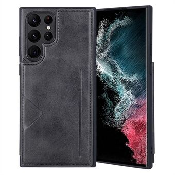 HANMAN Mika Serie Voor Samsung Galaxy S22 Ultra 5G Kaartsleuven Ontwerp PU Leer Gecoat TPU Beschermhoes Telefoon achterkant