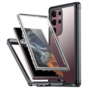 Voor Samsung Galaxy S22 Ultra 5G Anti-drop telefoonhoesje TPU-frame Heldere pc-achterkant met PET-schermbeschermer