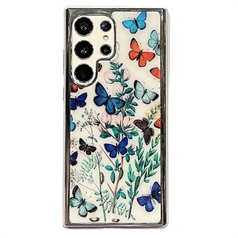 PC+TPU telefoonhoesje voor Samsung Galaxy S22 Ultra 5G bloemenpatroon galvaniserende Edge IMD cover