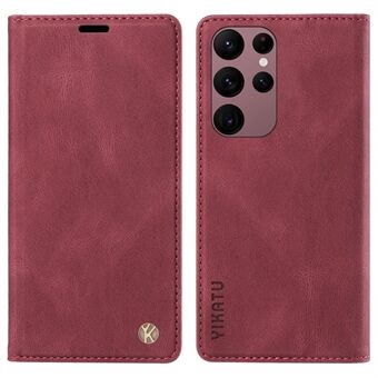 YIKATU YK-004 Skin-touch lederen hoes voor Samsung Galaxy S22 Ultra 5G, Stand Shell Portemonnee Telefoonhoesje
