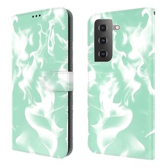 Mistpatroon Afdrukken Schokbestendig Anti-Drop Portemonneeontwerp Goed beschermde leren hoes met Stand voor Samsung Galaxy S22 5G