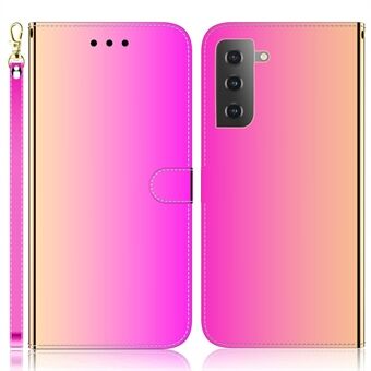 Spiegelachtig oppervlak rondom bescherming lederen Stand portemonnee telefoon beschermhoes voor Samsung Galaxy S22 5G